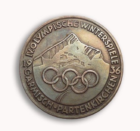 Front of Garmisch 1936 participation medal in silvered bronze